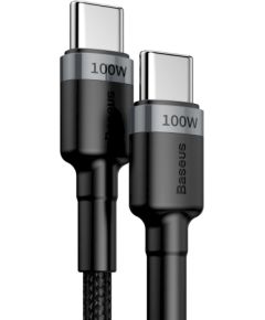 Baseus Cafule Flash Charging Data Cable Uzlādes un datu kabelis USB-C - USB-C 100W 2m / pelēks/melns Data USB kabeļi