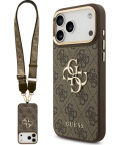 Guess 4G Big 4G Classic Logo Big Strap Metal Buttons Case for iPhone 17 Pro Max Коричневый Чехлы - альтернативные