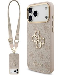 Guess 4G Big 4G Classic Logo Big Strap Metal Buttons Case for iPhone 17 Pro Max Розовый Чехлы - альтернативные