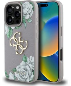 Case Guess Grained Roses Big 4G logo Защитный чехол для iPhone 16 Pro / фиолетовый Чехлы - альтернативные