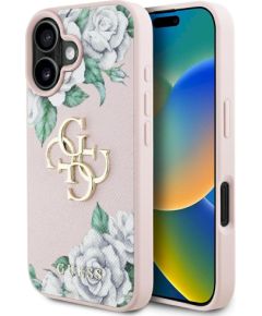 Case Guess Grained Roses Big 4G logo Защитный чехол для iPhone 16 / розовый Чехлы - альтернативные
