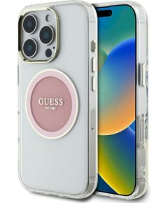 Guess IML Metal Colored Circle Classic Logo MagSafe Case Защитный чехол для iPhone 16 Pro Max / розовый Чехлы - альтернативные