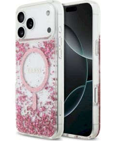 Guess Resin Bottom Glitter MagSafe Case Защитный чехол для iPhone 17 Pro Max / розовый Чехлы - альтернативные