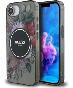 Guess IML Flowers MagSafe Case Защитный чехол для iPhone 16e / чёрный Чехлы - альтернативные