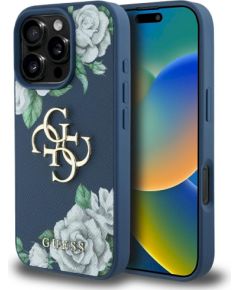Case Guess Grained Roses Big 4G logo Защитный чехол для iPhone 16 Pro Max / синий Чехлы - альтернативные
