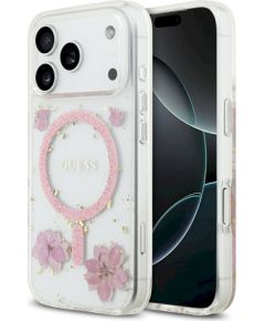 Case Guess Resin Flowers Glitter MagSafe Защитный чехол для iPhone 17 Pro / розовый Чехлы - альтернативные