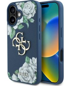 Case Guess Grained Roses Big 4G logo Защитный чехол для iPhone 16 / синий Чехлы - альтернативные