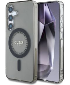 Case Guess Rhinestones Printed Classic Logo MagSafe Защитный чехол для Samsung Galaxy S25 / чёрный Чехлы - альтернативные
