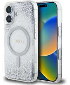 Case Guess HC Resin Bottom Glitter Защитный чехол для iPhone 16 MagSafe / серебристый Чехлы - альтернативные