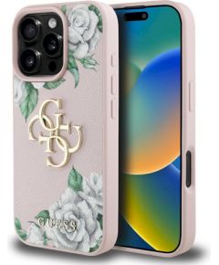 Case Guess Grained Roses Big 4G logo Защитный чехол для iPhone 16 Pro Max / розовый Чехлы - альтернативные