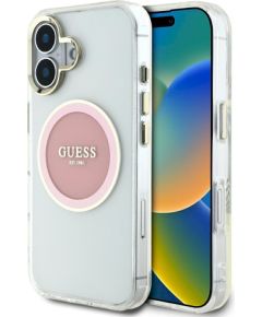 Case Guess IML Metal Colored Circle Classic Logo MagSafe Защитный чехол для iPhone 16 / розовый Чехлы - альтернативные