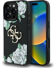Guess Grained Roses Big 4G logo Защитный чехол для iPhone 16 Pro Max / чёрный Чехлы - альтернативные