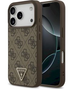 Guess Leather 4G Triangle Strass MagSafe Защитный чехол для iPhone 17 Pro / коричневый Чехлы - альтернативные