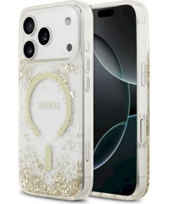 Guess Resin Bottom Glitter MagSafe Защитный чехол для iPhone 17 Pro / золотой Чехлы - альтернативные