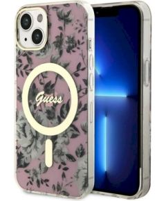 Guess GUHMP14MHCFWSP Hardcase Flower MagSafe Защитный чехол для iPhone 14 Plus / 15 Plus 6.7" / розовый Чехлы - альтернативные