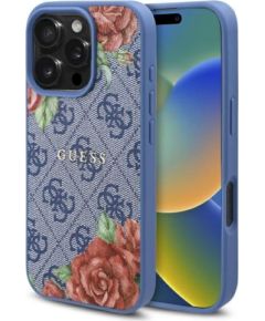 Guess GUHMP16LP4ROPEMCB Hardcase 4G Flowers Print MagSafe Защитный чехол для iPhone 16 Pro 6.3" / синий Чехлы - альтернативные