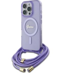 Guess GUHMP16LHCTSGNSU Hardcase Crossbody Cord Script MagSafe Защитный чехол для iPhone 16 Pro 6.3" / фиолетовый Чехлы - альтернативные