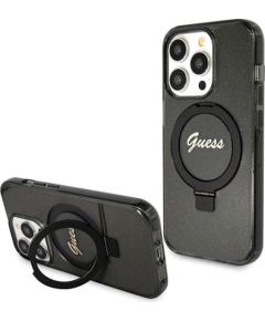Guess GUHMP14XHRSGSK Hardcase Ring Stand Script Glitter MagSafe Защитный чехол для iPhone 14 Pro Max 6.7" / чёрный Чехлы - альтернативные