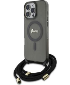 Guess GUHMP16LHCTSGNSK Hardcase Crossbody Cord Script MagSafe Защитный чехол для iPhone 16 Pro 6.3" / чёрный Чехлы - альтернативные