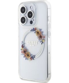 Guess GUHMP15LHFWFCT Hardcase IML Flowers Wreath MagSafe Защитный чехол для iPhone 15 Pro 6.1" / прозрачный Чехлы - альтернативные