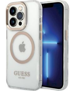 Guess GUHMP15SHTRMD Metal Outline Magsafe Hard Case Защитный чехол для iPhone 15 / 14 / 13 6.1" / золотой Чехлы - альтернативные