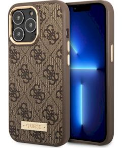 Guess GUHMP14LU4GPRW Hardcase 4G Logo Plate MagSafe Защитный чехол для iPhone 14 Pro 6,1" / коричневый Чехлы - альтернативные