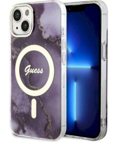 Guess GUHMP14SHTMRSU Golden Marble MagSafe Защитный чехол для iPhone 14 / 15 / 13 6.1" / фиолетовый Чехлы - альтернативные