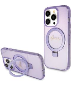 Guess GUHMP15LHRSGSU Hardcase Ring Stand Script Glitter MagSafe Защитный чехол для iPhone 15 Pro 6.1" / фиолетовый Чехлы - альтернативные