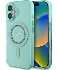 Guess GUHMP16MPFTDTEN Hardcase IML Rhinestones MagSafe Защитный чехол для iPhone 16 Plus 6.7" / зелёный Чехлы - альтернативные