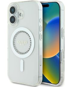 Guess GUHMP16MPFTDTEH Hardcase IML Rhinestones MagSafe Защитный чехол для iPhone 16 Plus 6.7" / белый Чехлы - альтернативные