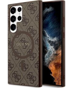 Guess GUHMS24LG4GFRW Hardcase 4G Collection Leather Metal Logo MagSafe Защитный чехол для Samsung Galaxy S24 Ultra S928 / коричневый Чехлы - альтернативные