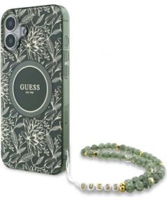 Guess GUHMP16SHCPOFPA Hardcase IML Flowers Allover Electro With Pearl St Защитный чехол для iPhone 16 6.1" / зелёный Чехлы - альтернативные