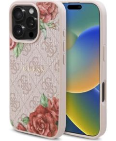 Guess GUHMP16XP4ROPEMCP Hardcase 4G Flowers Print MagSafe Защитный чехол для iPhone 16 Pro Max 6.9" / розовый Чехлы - альтернативные