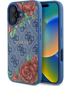 Guess GUHMP16SP4ROPEMCB Hardcase 4G Flowers Print MagSafe Защитный чехол для iPhone 16 6.1" / синий Чехлы - альтернативные