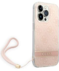 Guess GUOHCP14LH4STP Hardcase 4G Print Strap Защитный чехол для iPhone 14 Pro 6,1" / розовый Чехлы - альтернативные
