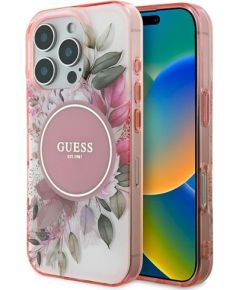 Guess GUHMP16XHFWBDCEP Hardcase IML Flower & Tonal Circle MagSafe Защитный чехол для iPhone 16 Pro Max 6.9" / розовый Чехлы - альтернативные