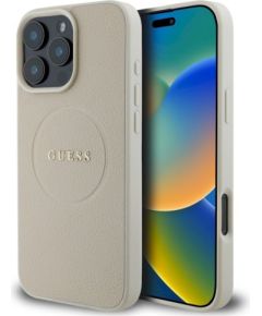 Guess GUHMP16XPGHSMME Hardcase Grained Ring MagSafe Защитный чехол для iPhone 16 Pro Max 6.9" / бежевый Чехлы - альтернативные