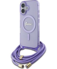 Guess GUHMP16SHCTSGNSU Crossbody Cord Script MagSafe Защитный чехол для iPhone 16 6.1" / фиолетовый Чехлы - альтернативные