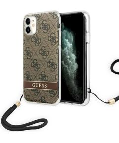 Guess GUOHCN61H4STW Hardcase 4G Print Strap Защитный чехол для iPhone 11 / коричневый Чехлы - альтернативные