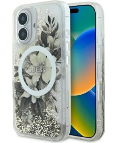 Guess GUHMP16SLFMWTE Liquid Glitter Flower MagSafe Защитный чехол для iPhone 16 6.1" / бежевый Чехлы - альтернативные
