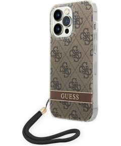 Guess GUOHCP14LH4STW Hardcase 4G Print Strap Защитный чехол для iPhone 14 Pro 6,1" / коричневый Чехлы - альтернативные