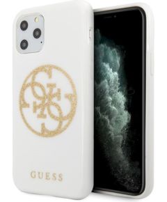 Guess GUHCN65TPUWHGLG Glitter 4G Circle Logo Защитный чехол для iPhone 11 Pro Max / белый Чехлы - альтернативные