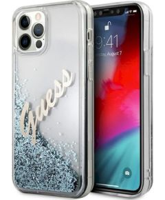 Guess GUHCP12LGLVSBL Glitter Vintage Script Защитный чехол для iPhone 12 Pro Max 6.7" / синий Чехлы - альтернативные