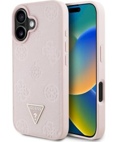 Case Guess Grained Hot Stamp Peony Triangle Logo MagSafe Защитный чехол для iPhone 16 / розовый Чехлы - альтернативные