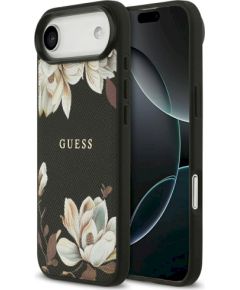 Guess Grained Flowers Classic Logo MagSafe Защитный чехол для iPhone Air / чёрный Чехлы - альтернативные