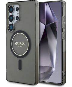 Guess Glitter Circle Classic Logo MagSafe Защитный чехол для Samsung Galaxy S25 Ultra / чёрный Чехлы - альтернативные