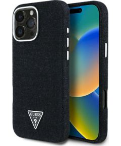 Case Guess Denim Triangle Logo MagSafe Защитный чехол для iPhone 16 Pro Max / чёрный Чехлы - альтернативные