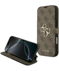 Guess Book 4G Metal Logo Case Защитный чехол для iPhone 17 Pro Max / коричневый Чехлы - альтернативные