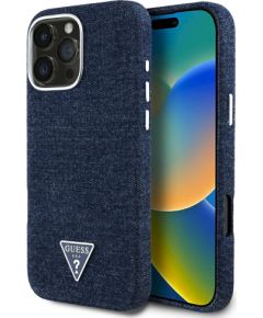 Case Guess Denim Triangle Logo MagSafe Защитный чехол для iPhone 16 Pro Max / синий Чехлы - альтернативные