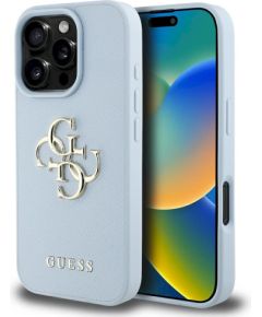 Case Guess Grained Big 4G Logo Small Classic Logo Защитный чехол для iPhone 16 Pro / синий Чехлы - альтернативные